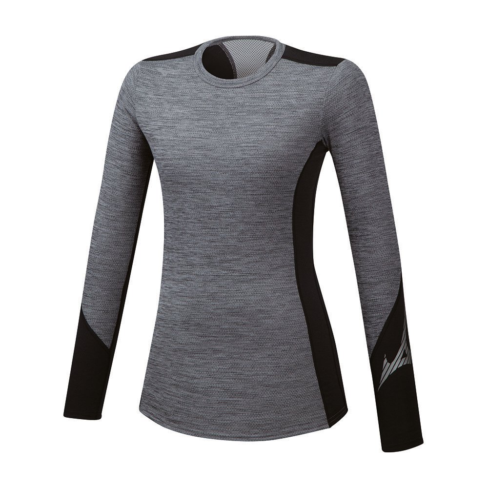 Camisetas Mizuno Virtual Body G2 Crew Mujer Gris/Negras Comprar PYAG-79582